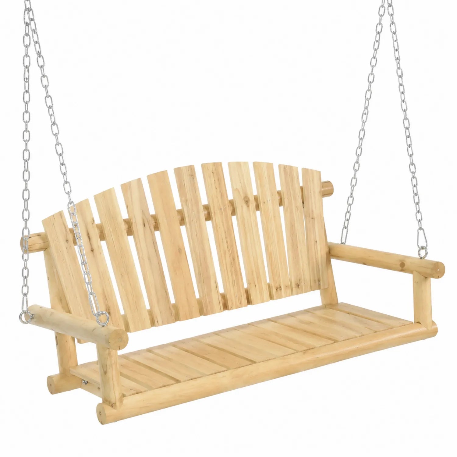 Holzschaukelsitz Kiefernholz mit Metallketten Natur