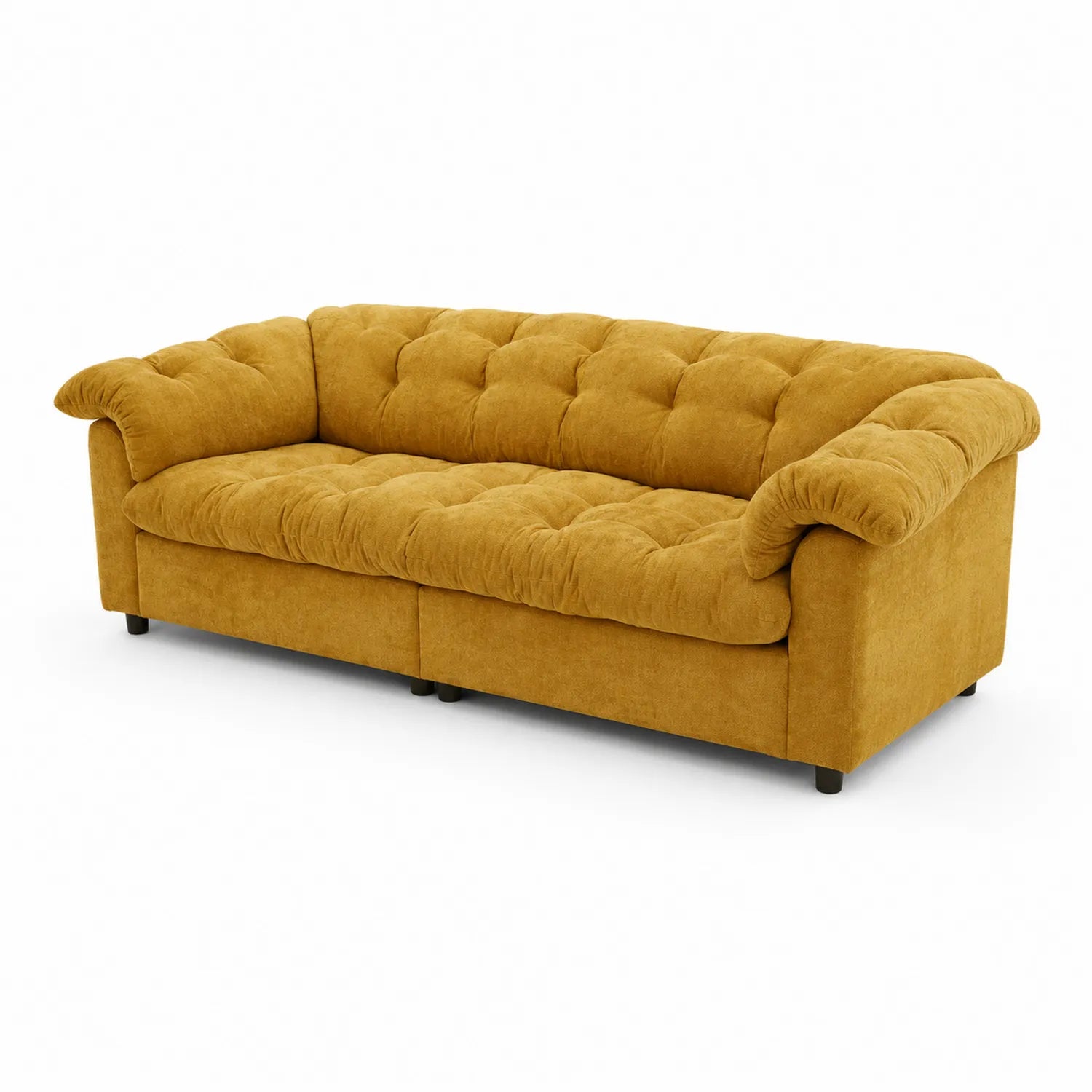 3-Sitzer Sofa Rechteckig Stoff Senfgelb 210x95x85 cm