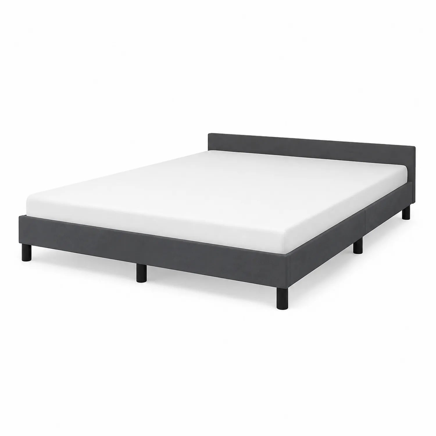 Doppelbett mit Kopfteil 200x160 cm Textil Dunkelgrau