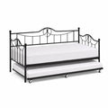 Metall-Tagesbett mit Ausziehbett Schwarz 90x200 cm