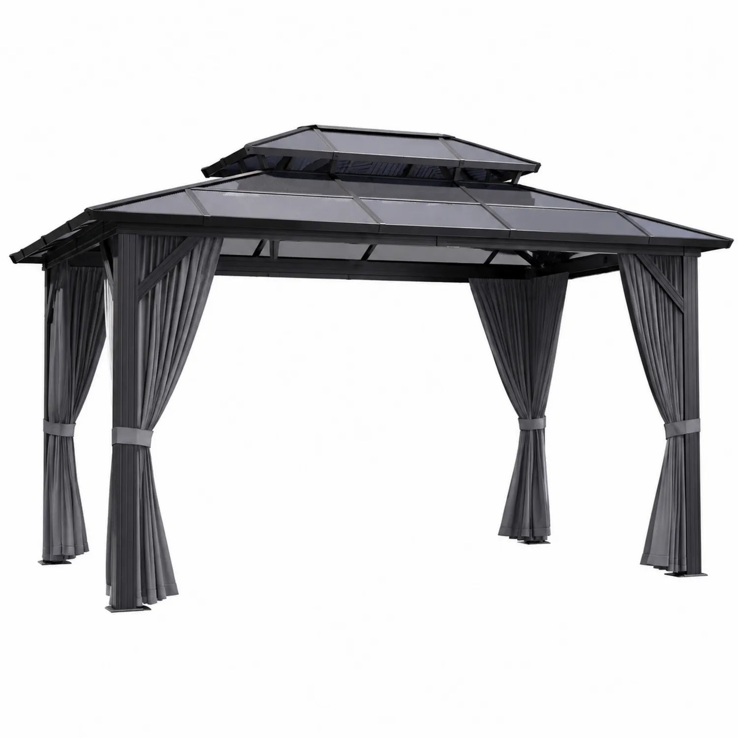 Pavillon Aluminium Stahl Polykarbonat Dach Dunkelgrau