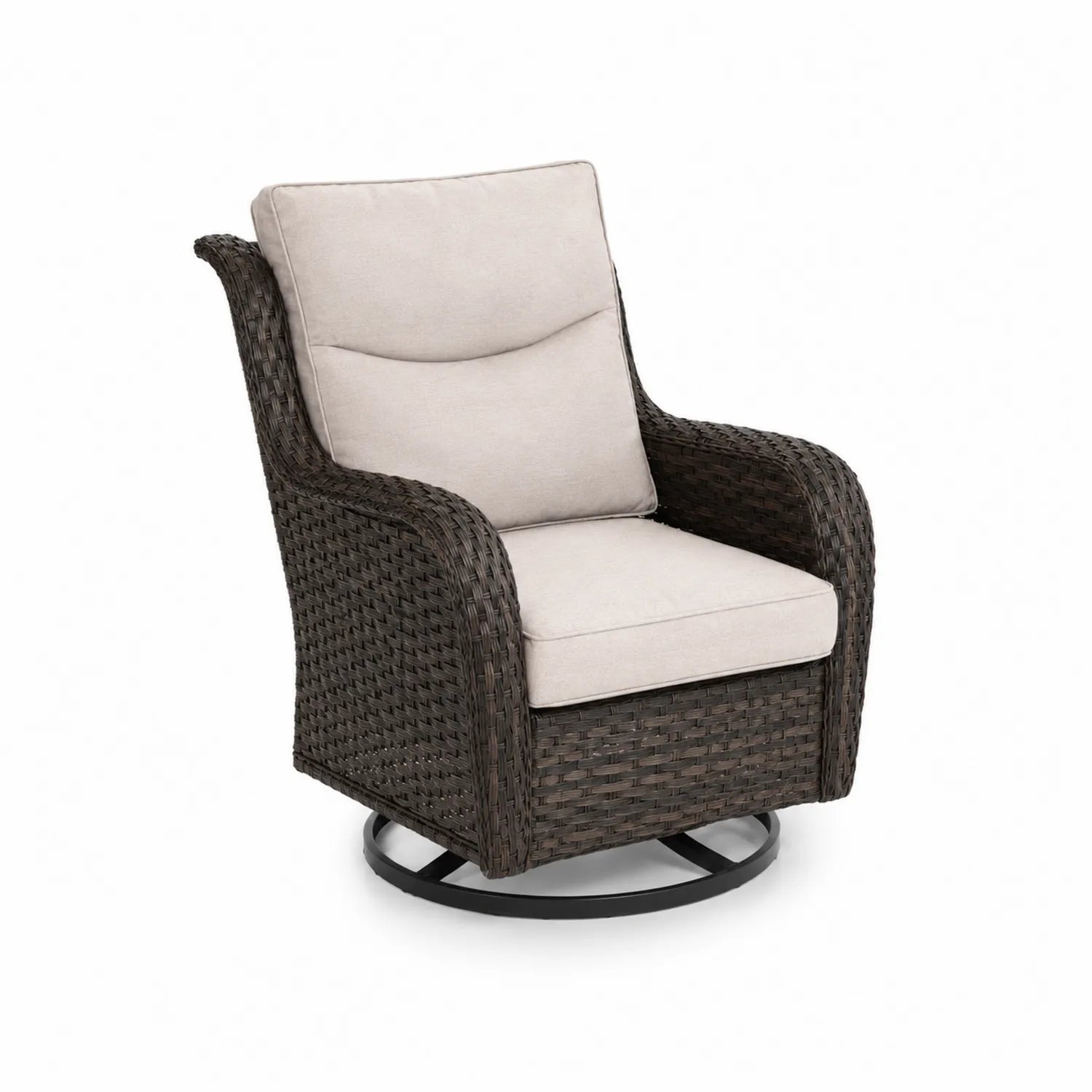 Gartenstuhl Polyrattan Beige mit Drehfunktion