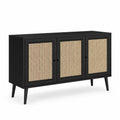 Sideboard Schwarz mit Rattan 120x40x75cm