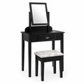 Schminktisch Set Holz Schwarz mit Spiegel und Schublade