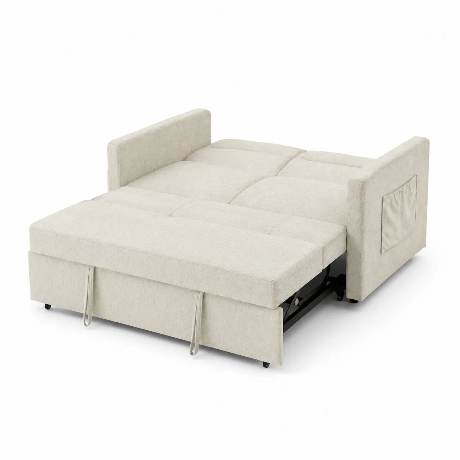 Schlafsofa Stoff Beige mit Stauraum 200x140 cm