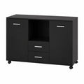 Schwarzes MDF-Sideboard mit Rollen