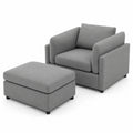 Sessel mit Hocker Set in Grau