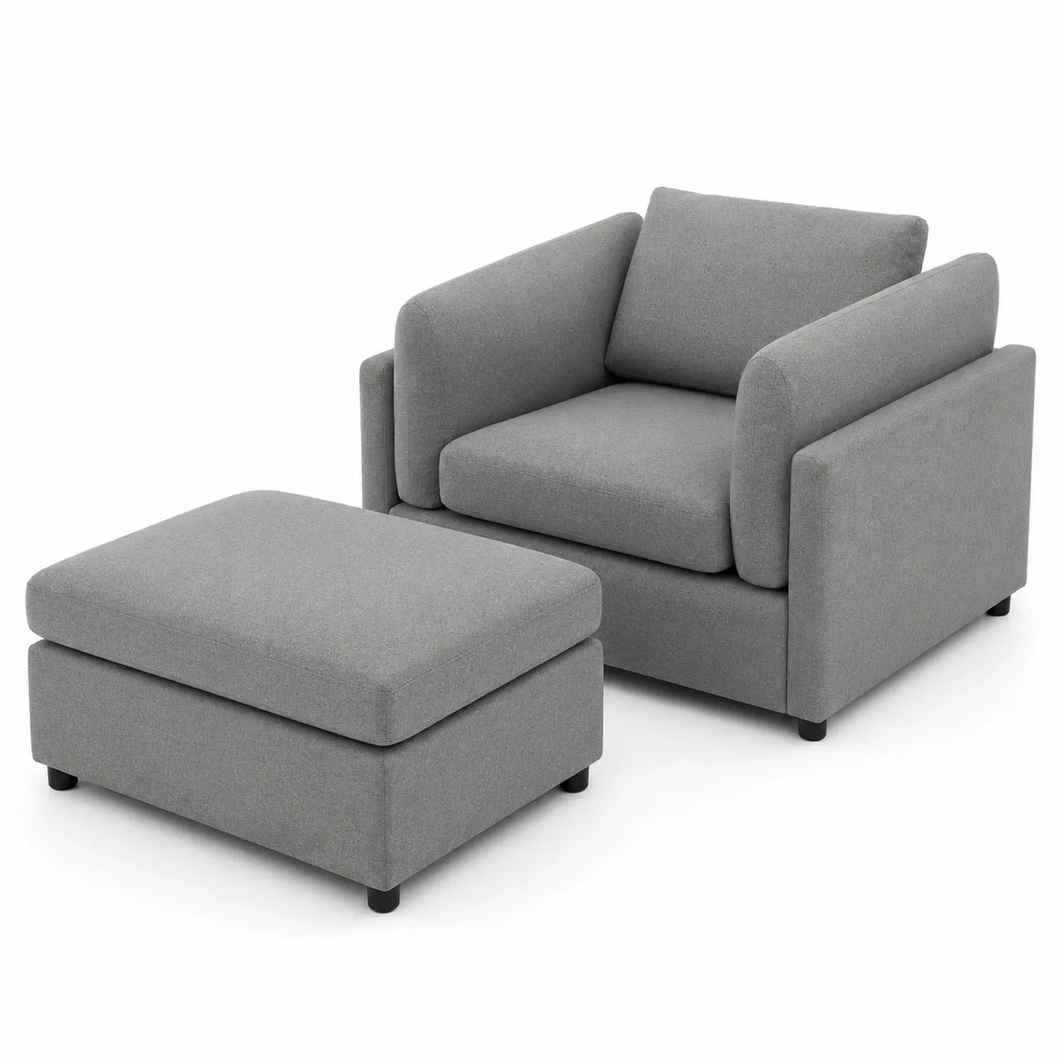 Sessel mit Hocker Set in Grau