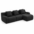 Ecksofa 4-Sitzer mit Ottomane Polyester Schwarz