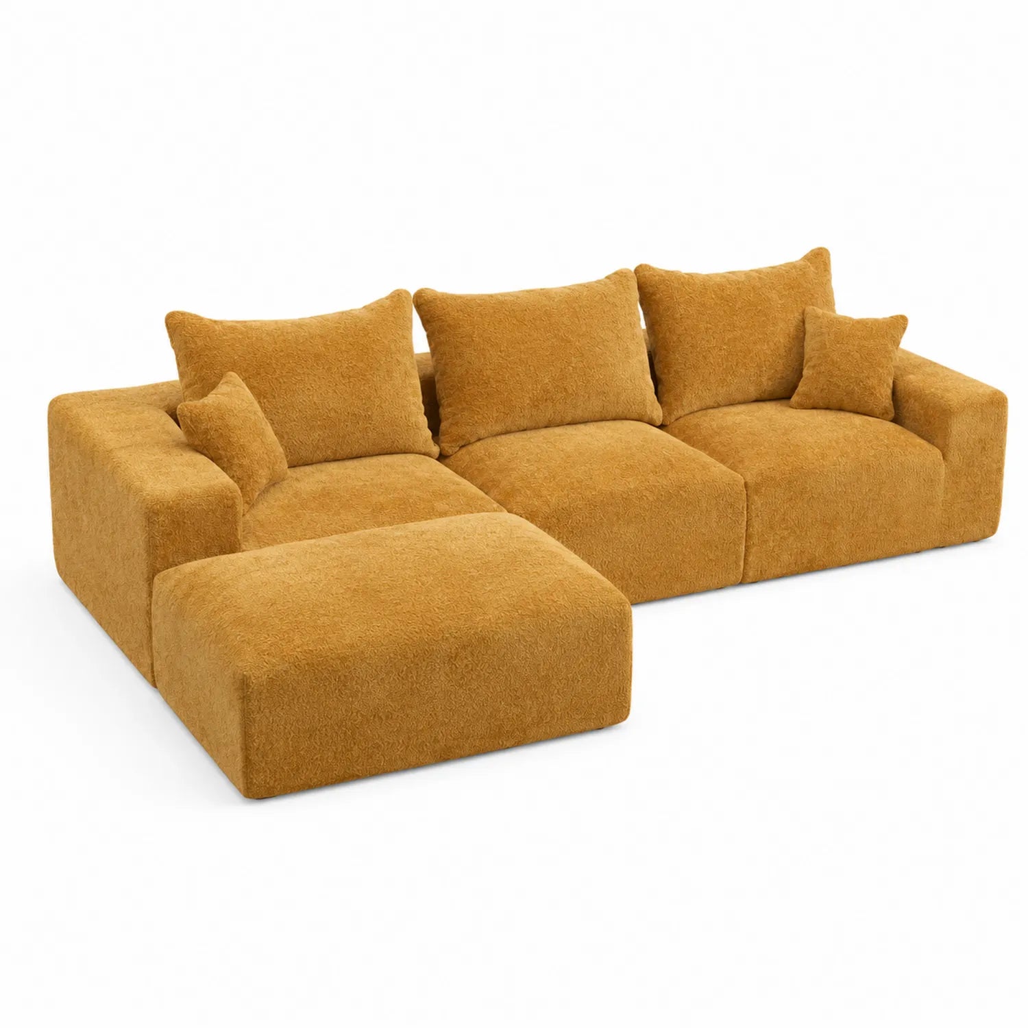 Modulares Ecksofa aus Stoff in Senfgelb