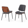 Esszimmerstuhl-Set mit PU-Leder und Holzfurnierrückseite, Schwarz