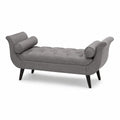 Stoff Chaiselongue in Grau mit Holzbeinen