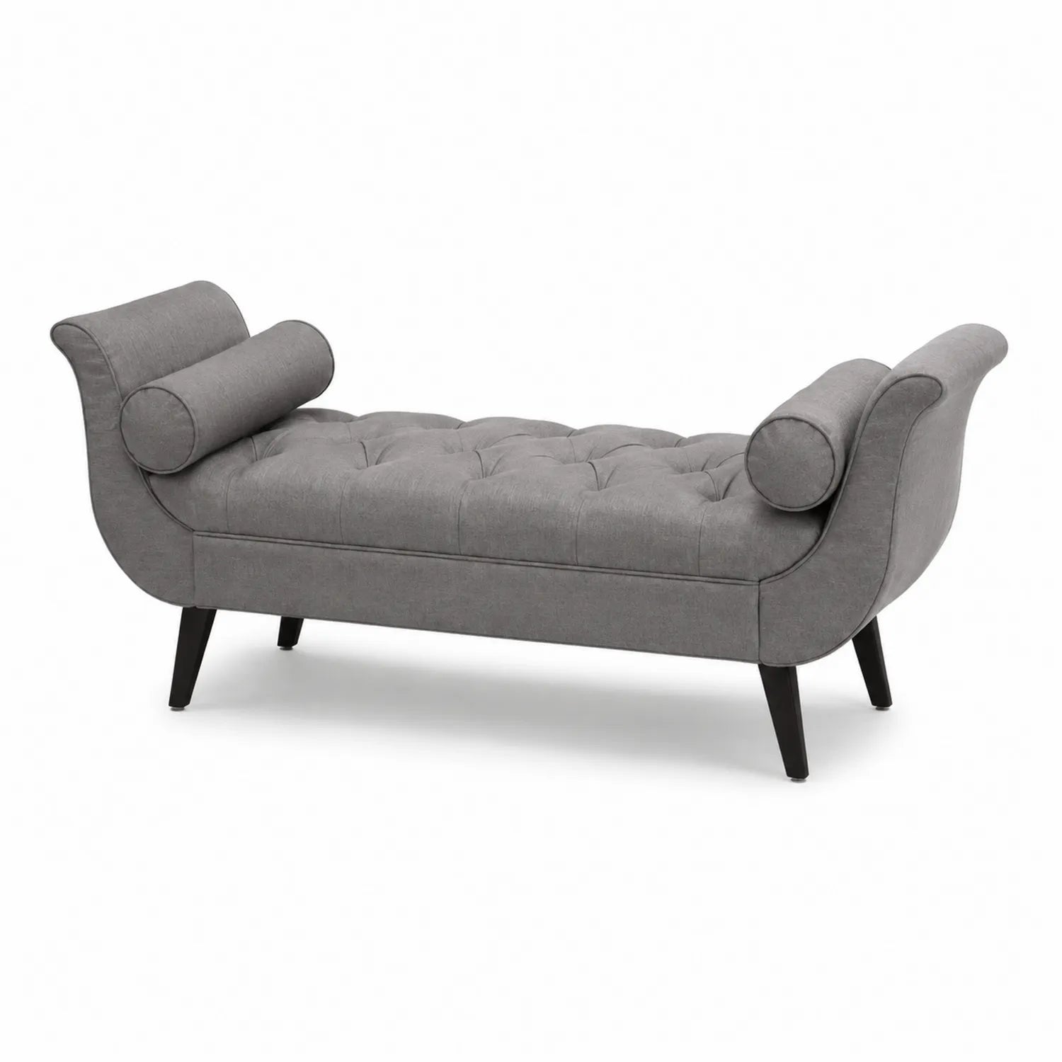 Stoff Chaiselongue in Grau mit Holzbeinen