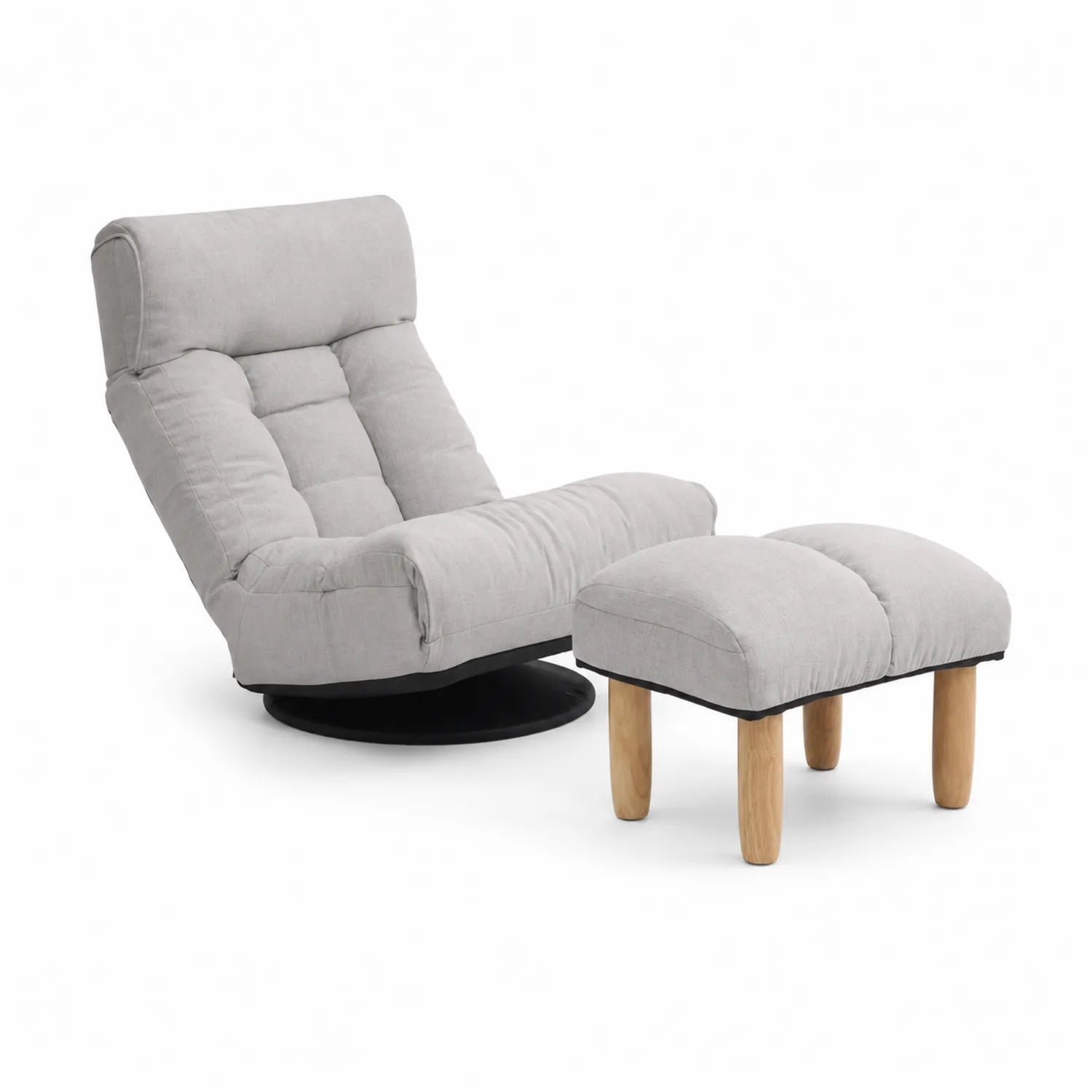 Sessel mit Hocker Set Leinen Grau
