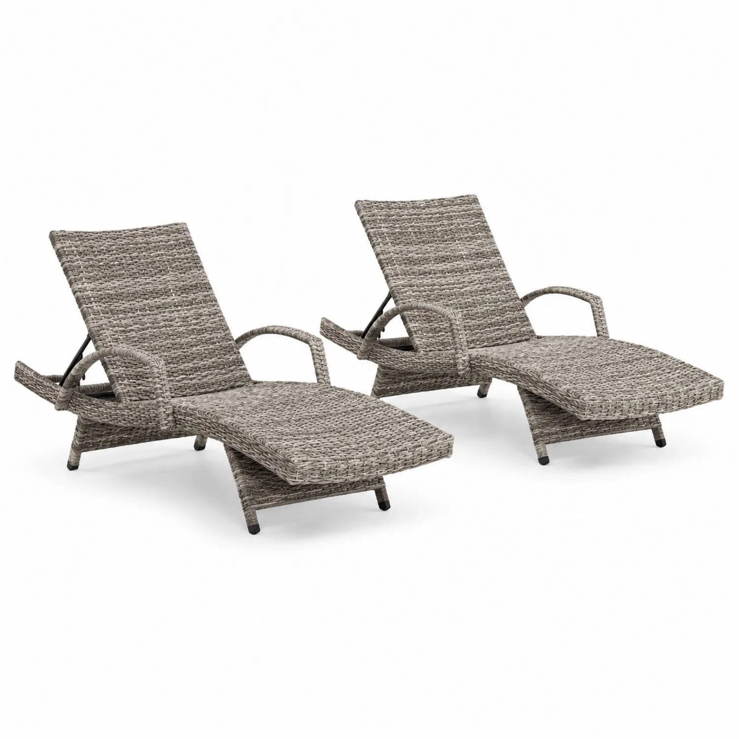 2er Set Sonnenliege Rattan Grau