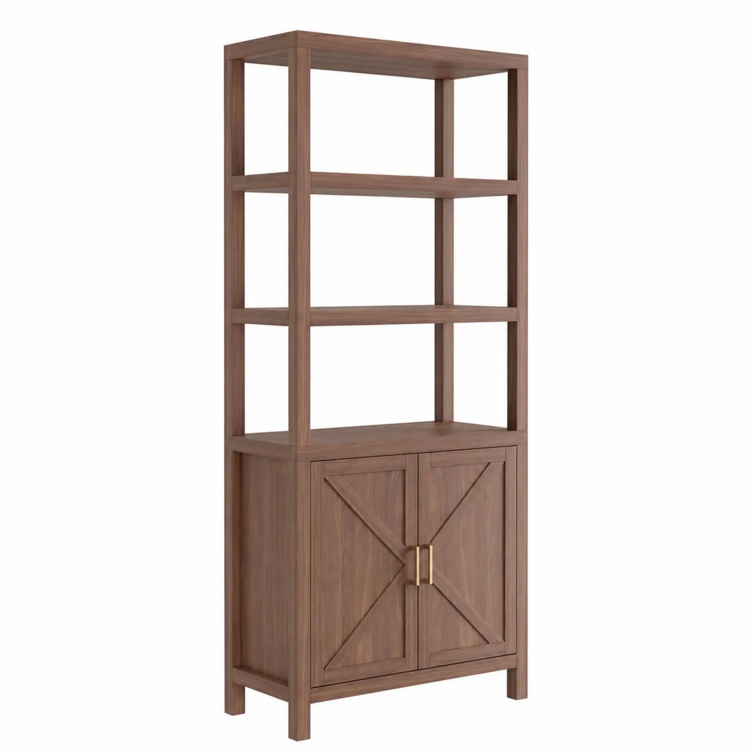 Bücherregal mit Schrank Holz 4 Böden Braun 200cm