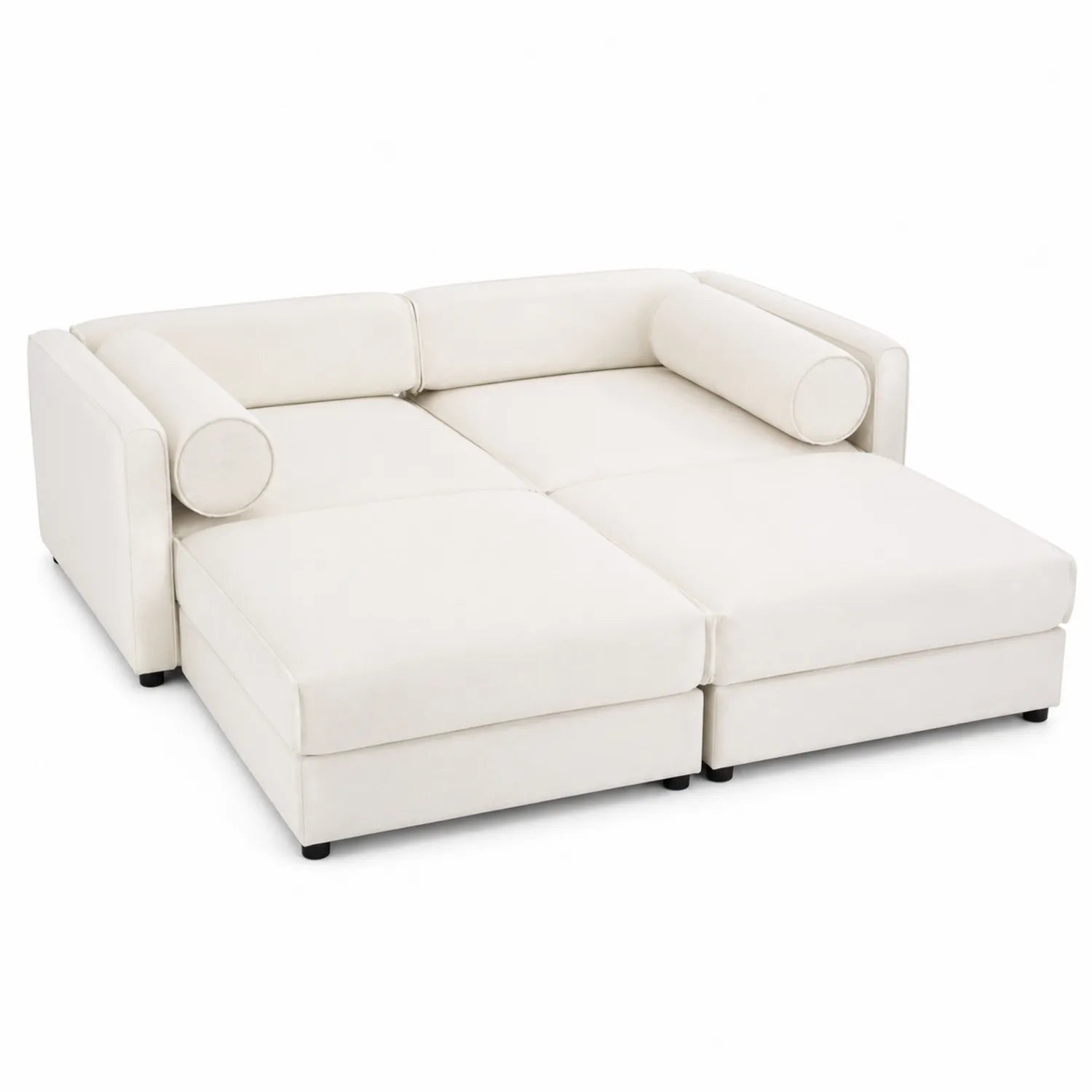 2-Sitzer Schlafsofa Holzrahmen Beige Polyester