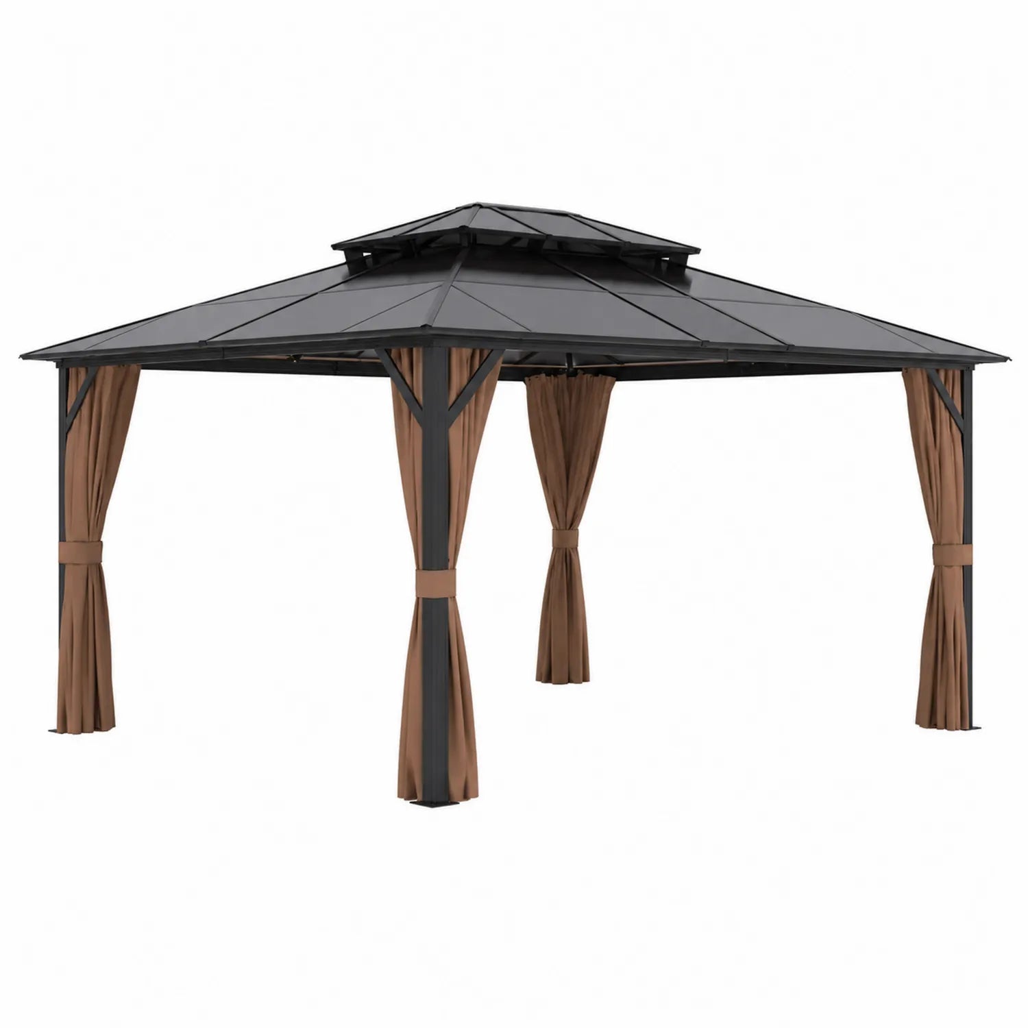 Gartenpavillon Aluminium Polycarbonat Braun/Schwarz