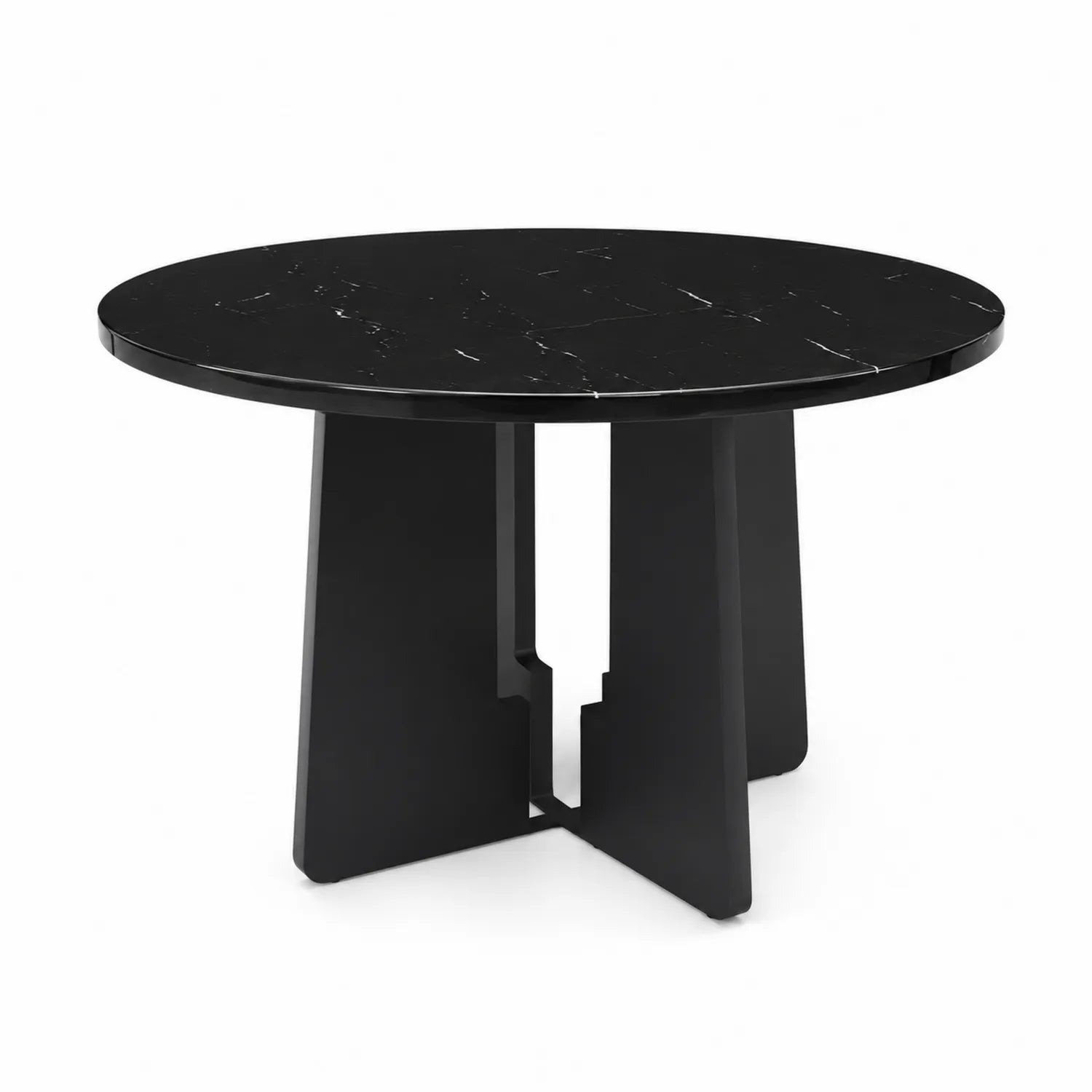 Runder Esstisch mit Kunstmarmor 120 cm Schwarz