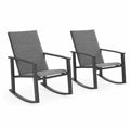 Set aus 2 Outdoor-Schaukelstühlen aus Metall und Textilene Grau