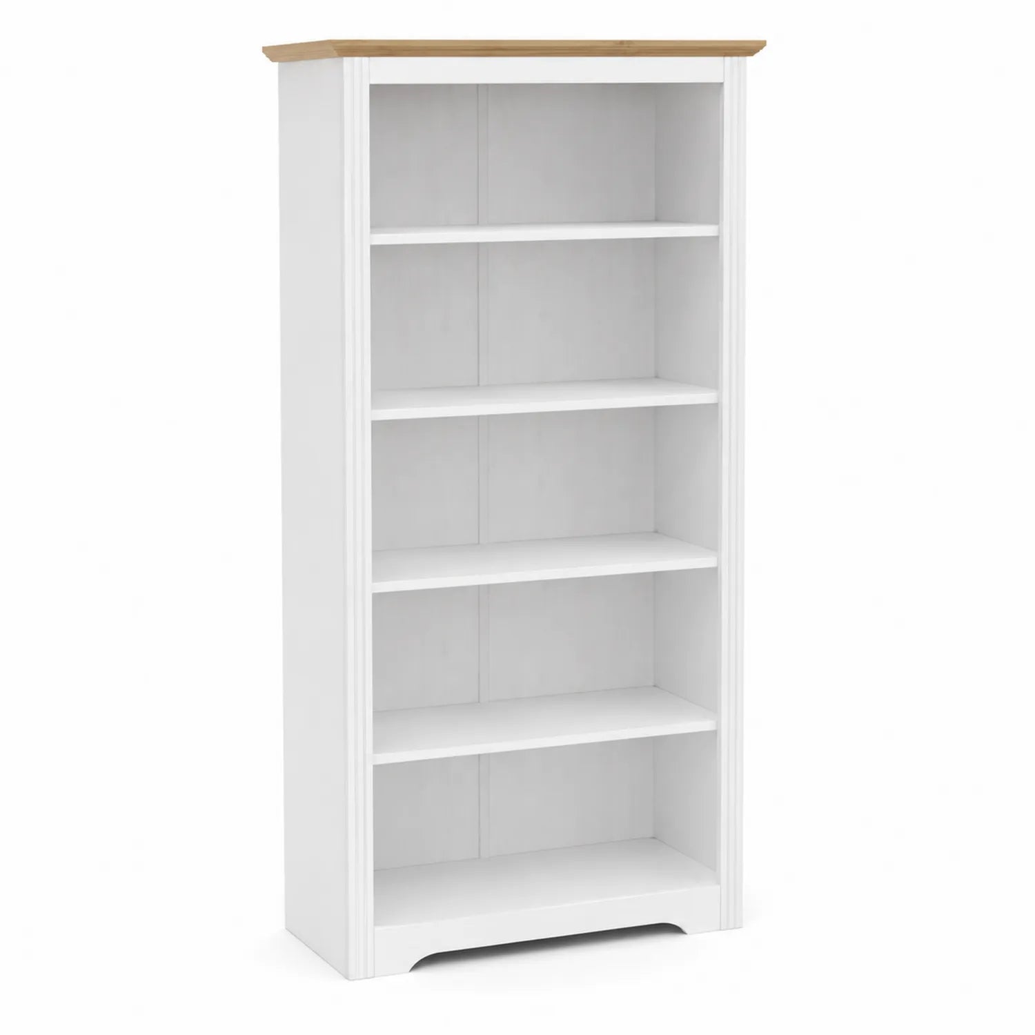 Bücherregal mit fünf Einlegeböden MDF Weiß/Eiche 180x80x30 cm