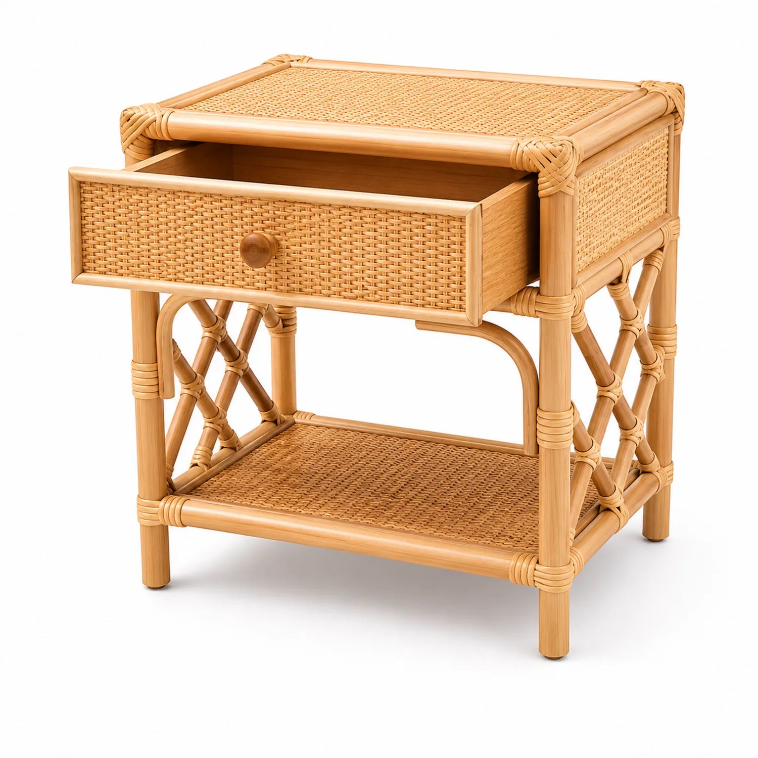 Rattan Nachttisch 45x35x55cm Natur