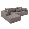 Ecksofa Set mit Ottomane Stoff Braun 300x200x80cm