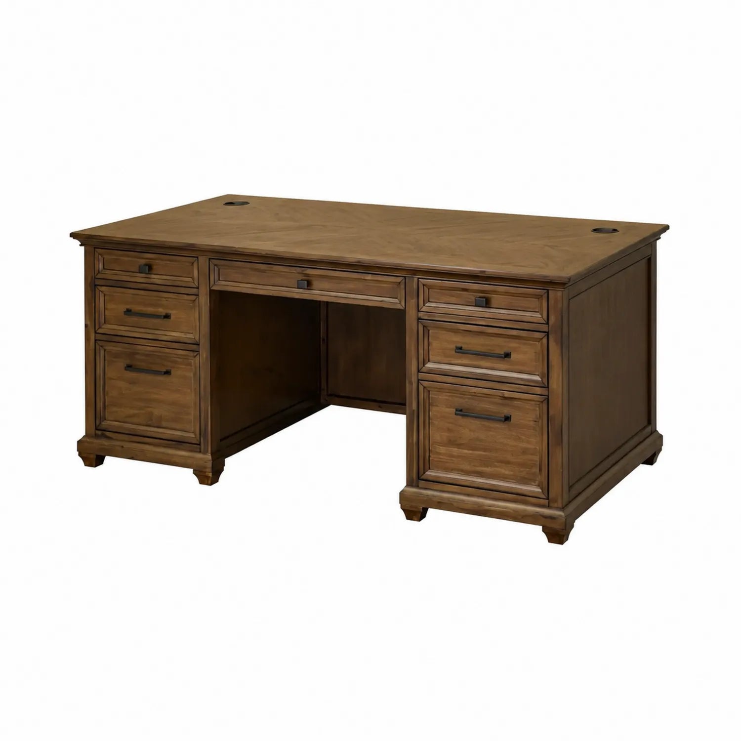 Holz-Schreibtisch mit 6 Schubladen Braun