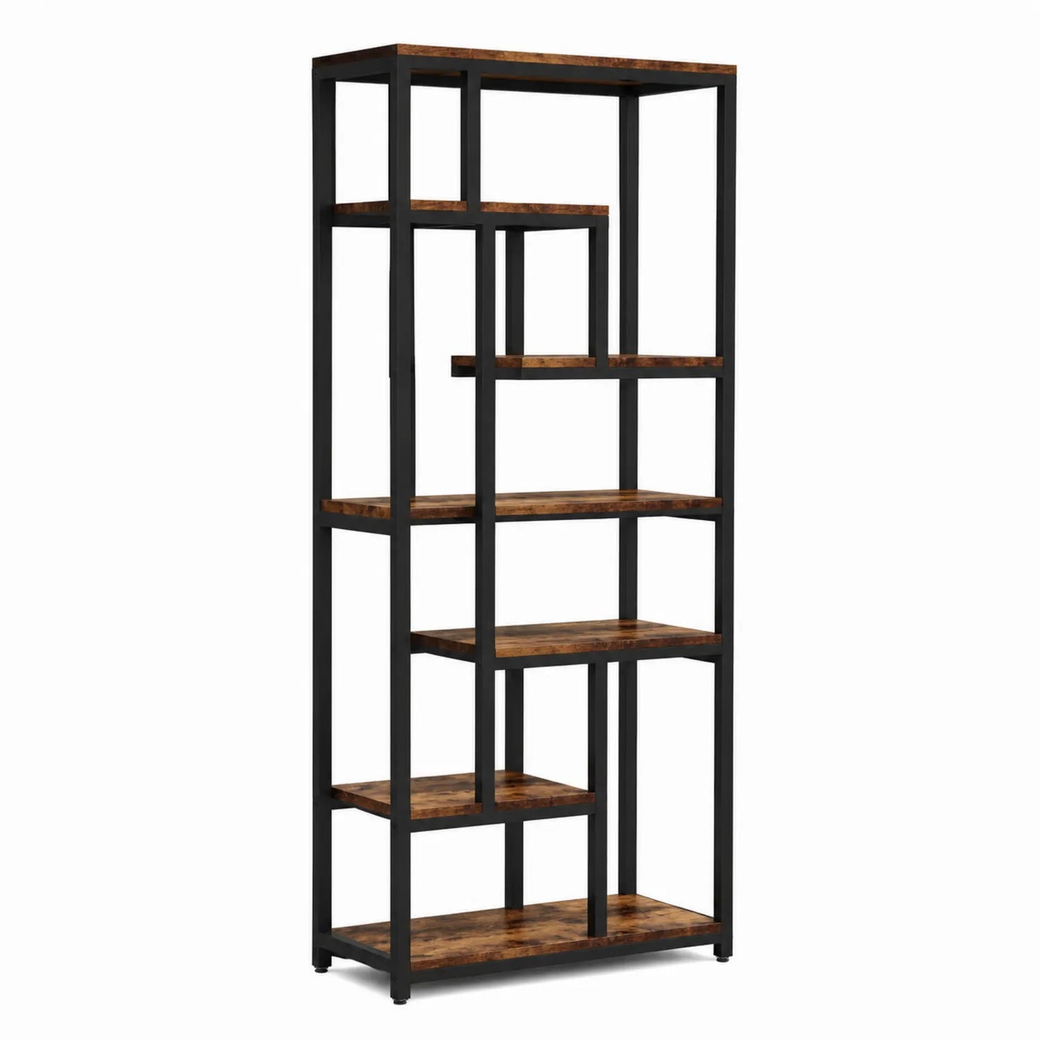 Bücherregal Metallrahmen Holzoptik Braun/Schwarz 180x90x30 cm