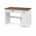 Schreibtisch rechteckig 120x60x75 cm aus Holz und MDF Weiß/Braun