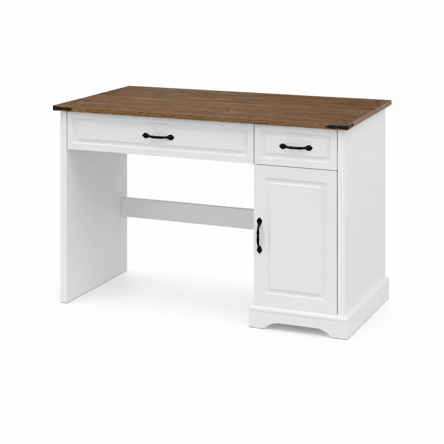 Schreibtisch rechteckig 120x60x75 cm aus Holz und MDF Weiß/Braun