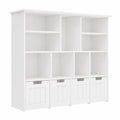 Holz Bücherregal mit 12 Fächern und 4 Schubladen Weiß