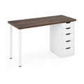 Schreibtisch mit Schubladeneinheit aus Holzfaserplatte und Metall 120x60x75 cm Braun/Weiß