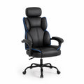 Ergonomischer Bürostuhl Kunstleder Schwarz/Blau mit Kopfstütze