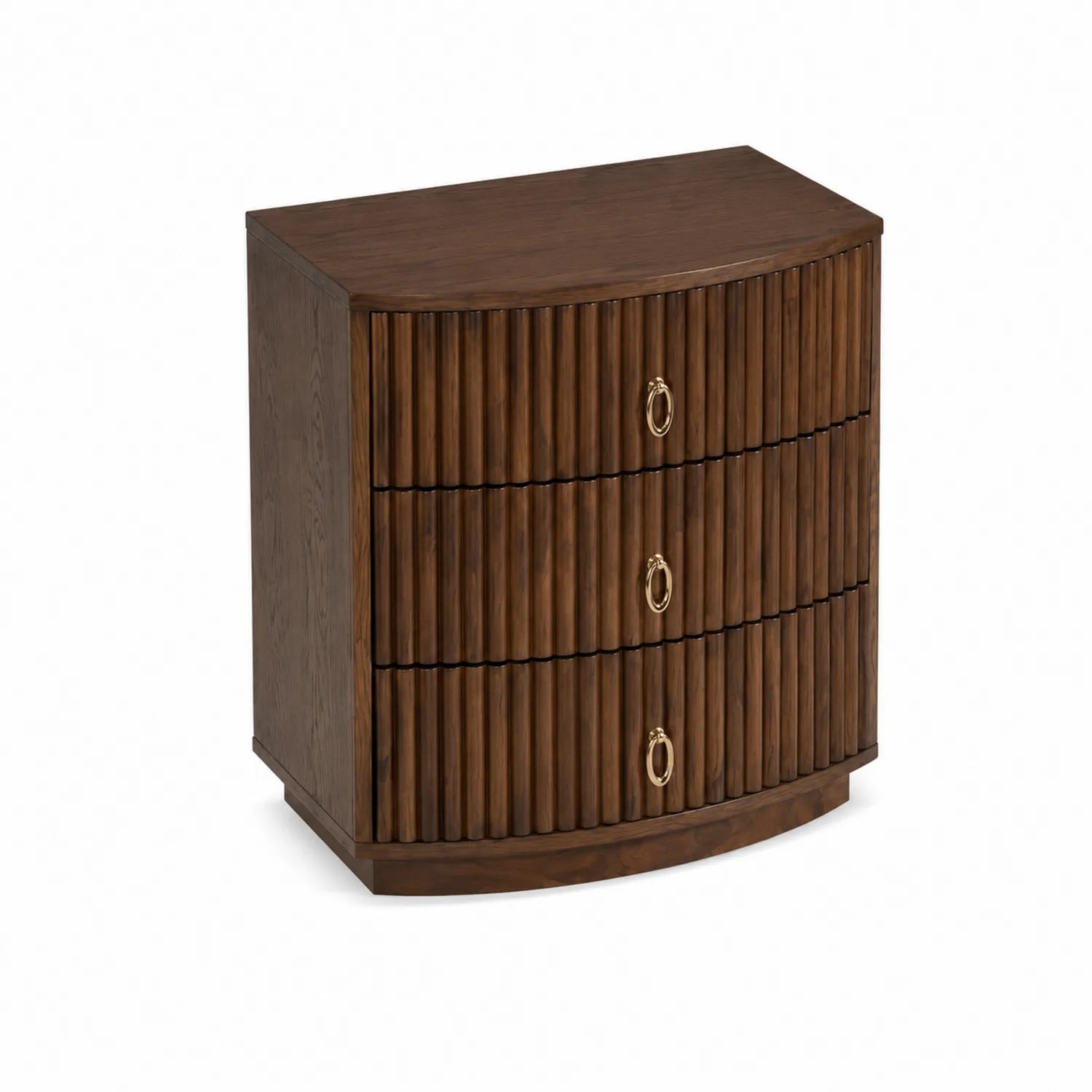 Halbrunder Nachttisch 3 Schubladen Holz Braun