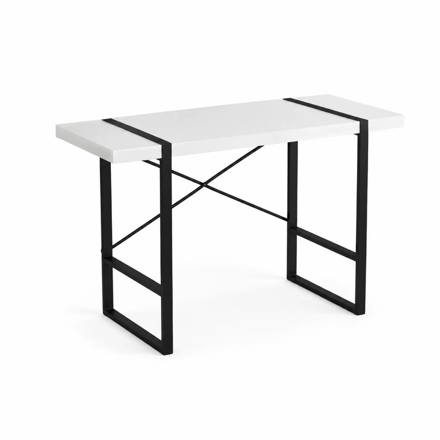Rechteckiger Tisch 120x60x75 cm MDF Weiß Metallgestell