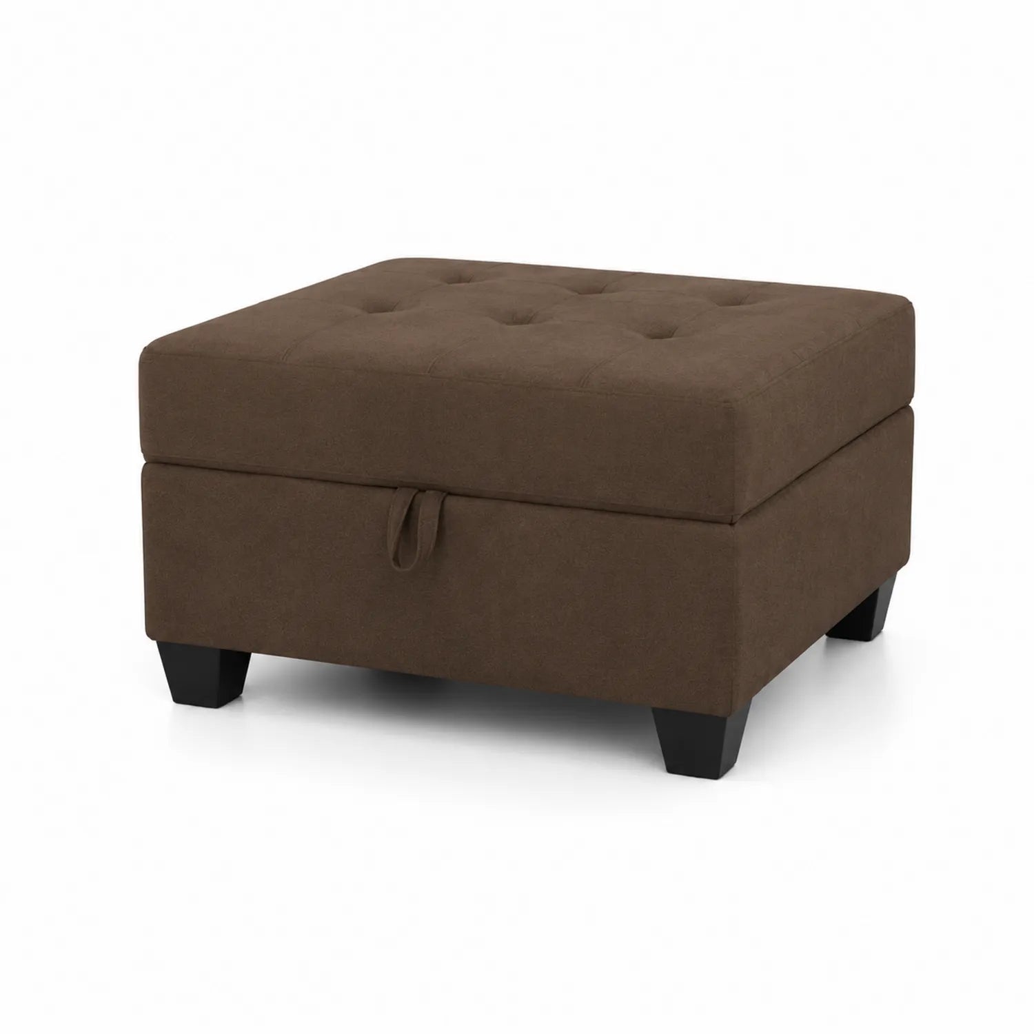 Quadratischer Hocker aus Mikrofaser Braun mit Stauraum 80x80x45cm