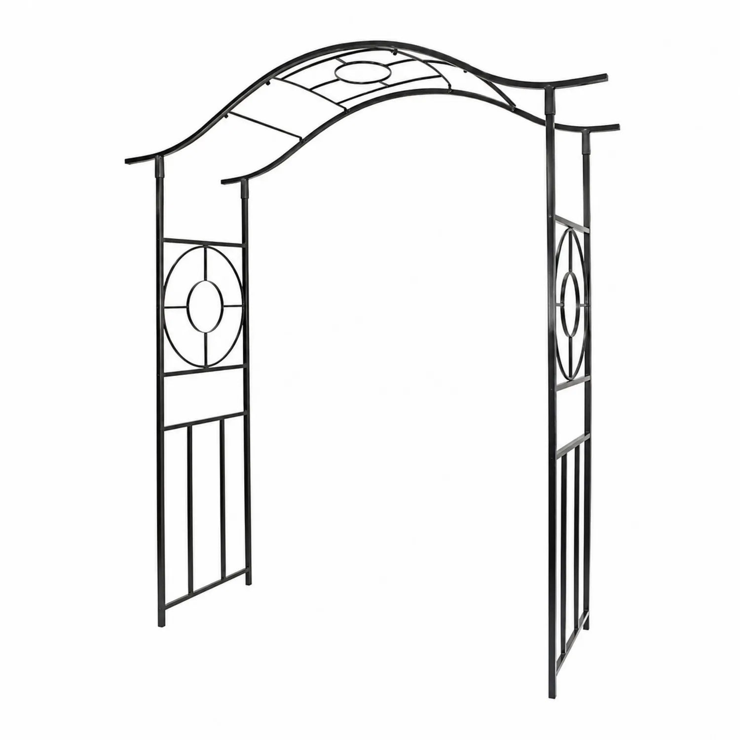 Metall Gartenbogen mit gebogenem Dach, 240 cm x 140 cm x 40 cm, Schwarz