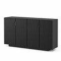 MDF Sideboard mit Lamellentüren Schwarz 160x40x85cm