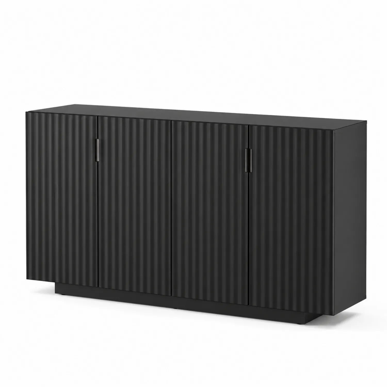 MDF Sideboard mit Lamellentüren Schwarz 160x40x85cm