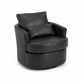 Drehstuhl aus PU-Leder mit Kissen, Schwarz, 75 cm hoch