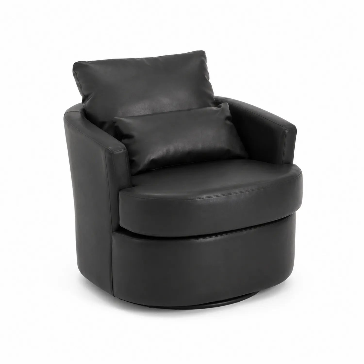 Drehstuhl aus PU-Leder mit Kissen, Schwarz, 75 cm hoch