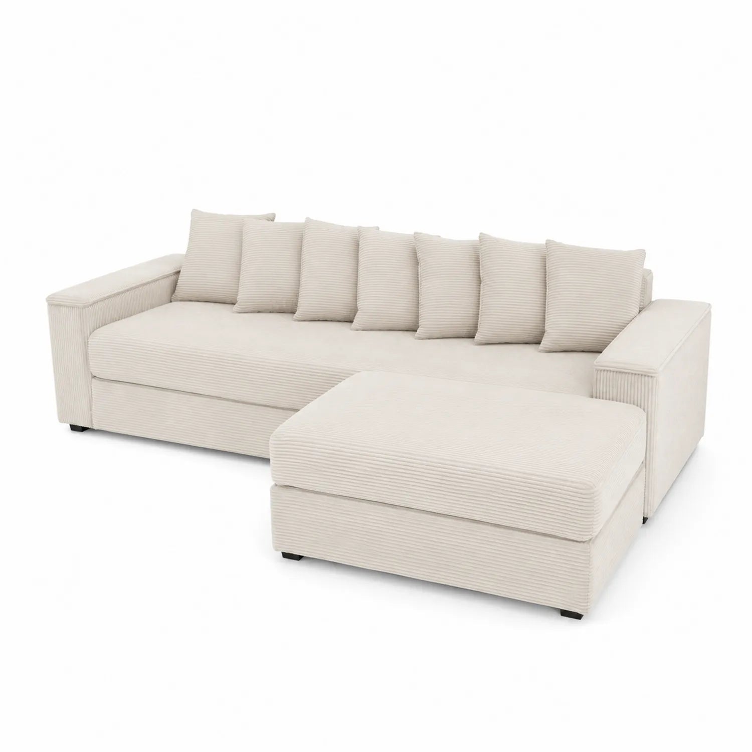 Ecksofa mit Ottomane Cord Beige