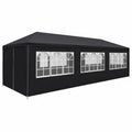 Partyzelt 12x6m Schwarz mit Fenstern