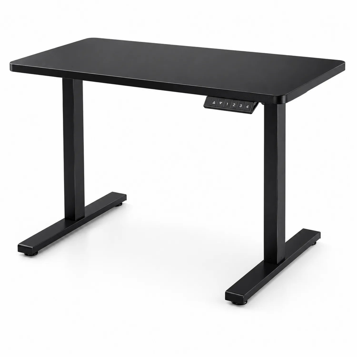 Elektrisch verstellbarer Schreibtisch aus MDF und Metall, Schwarz
