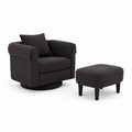 Stoff Drehstuhl und Hocker Set Dunkelgrau