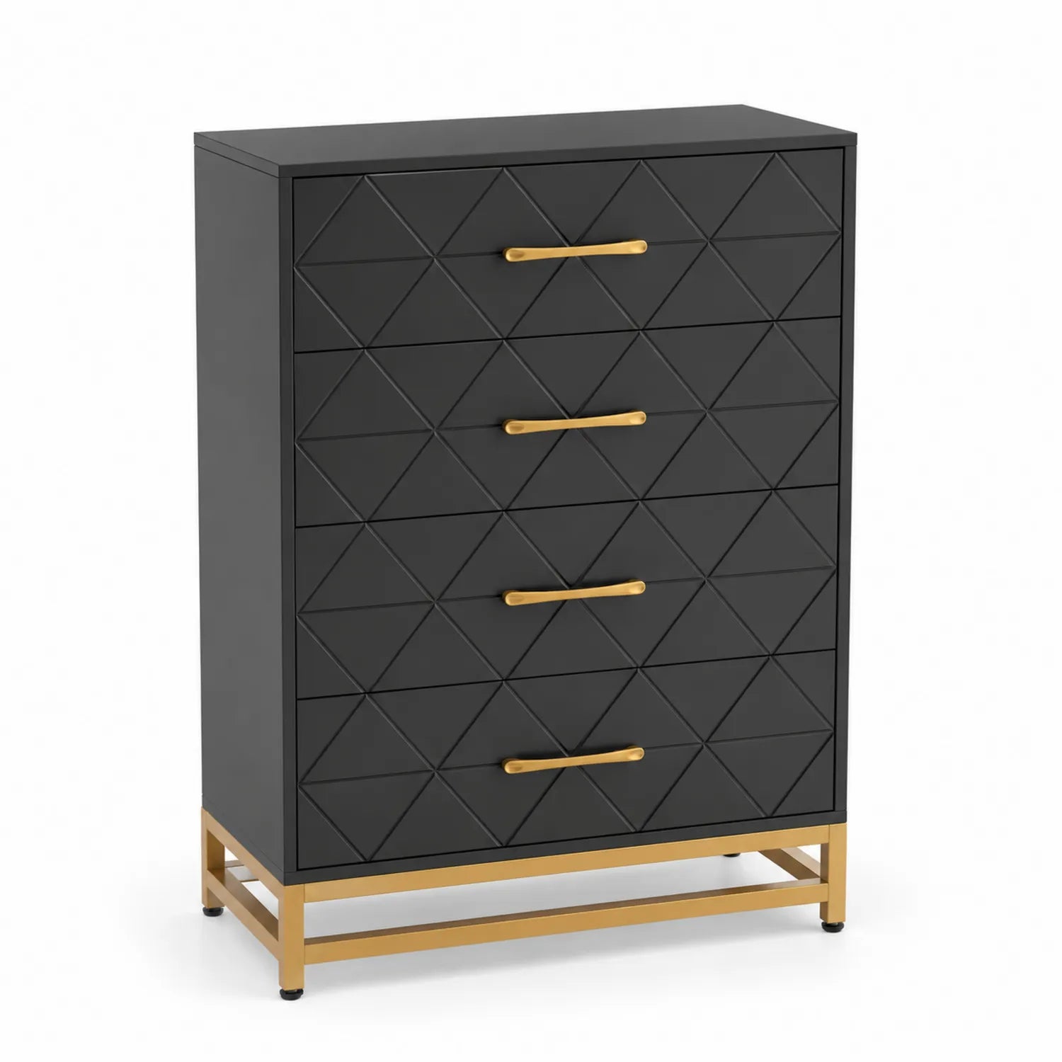 Kommode aus MDF mit Metall, Schwarz und Gold