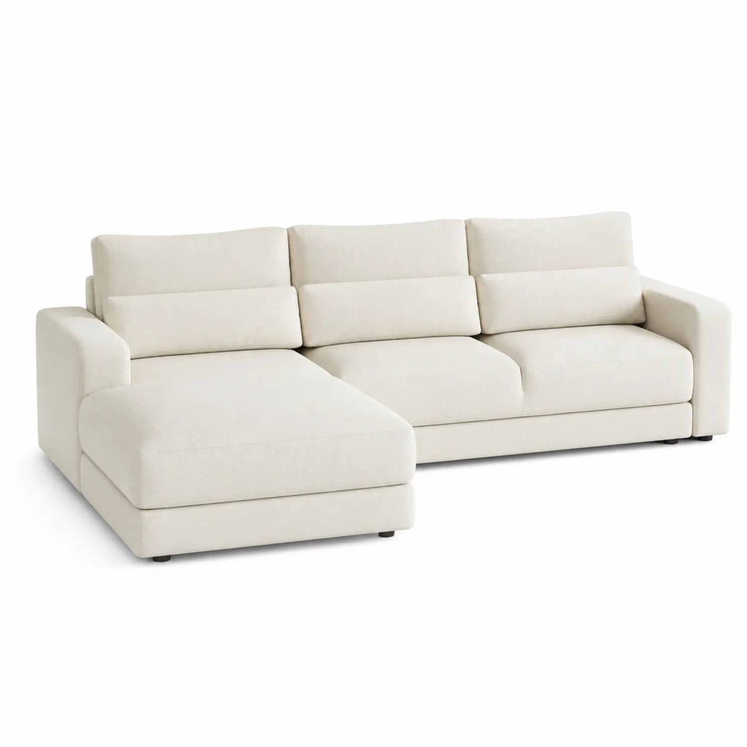 Ecksofa mit Ottomane Links Stoff Beige