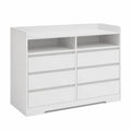 Sideboard aus MDF mit 6 Schubladen und 2 offenen Fächern in Weiß
