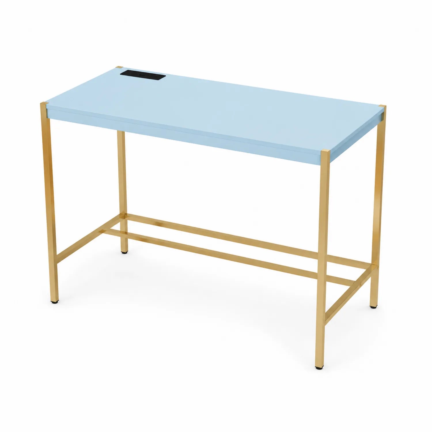 Schreibtisch MDF Hellblau und Metall Gold
